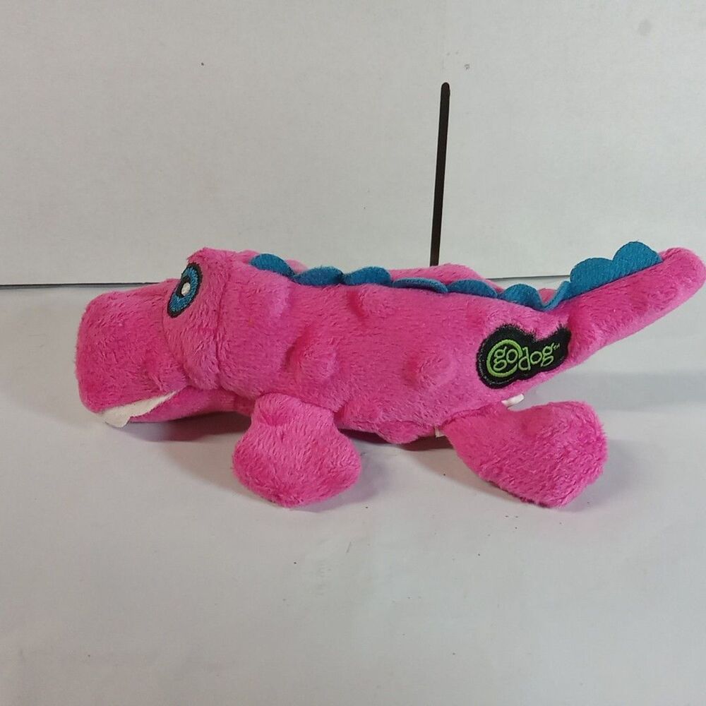 Squeaky Plush Dog Toy with Chew Guard Technology - Pink Mini Gator